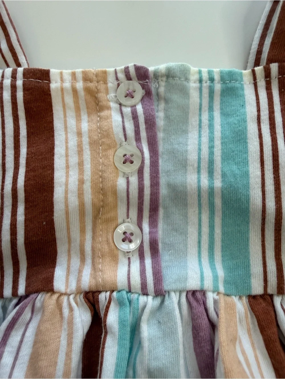 Carter's Striped Multicolor Cotton Romper - Brown, Teal, Purple, Cream